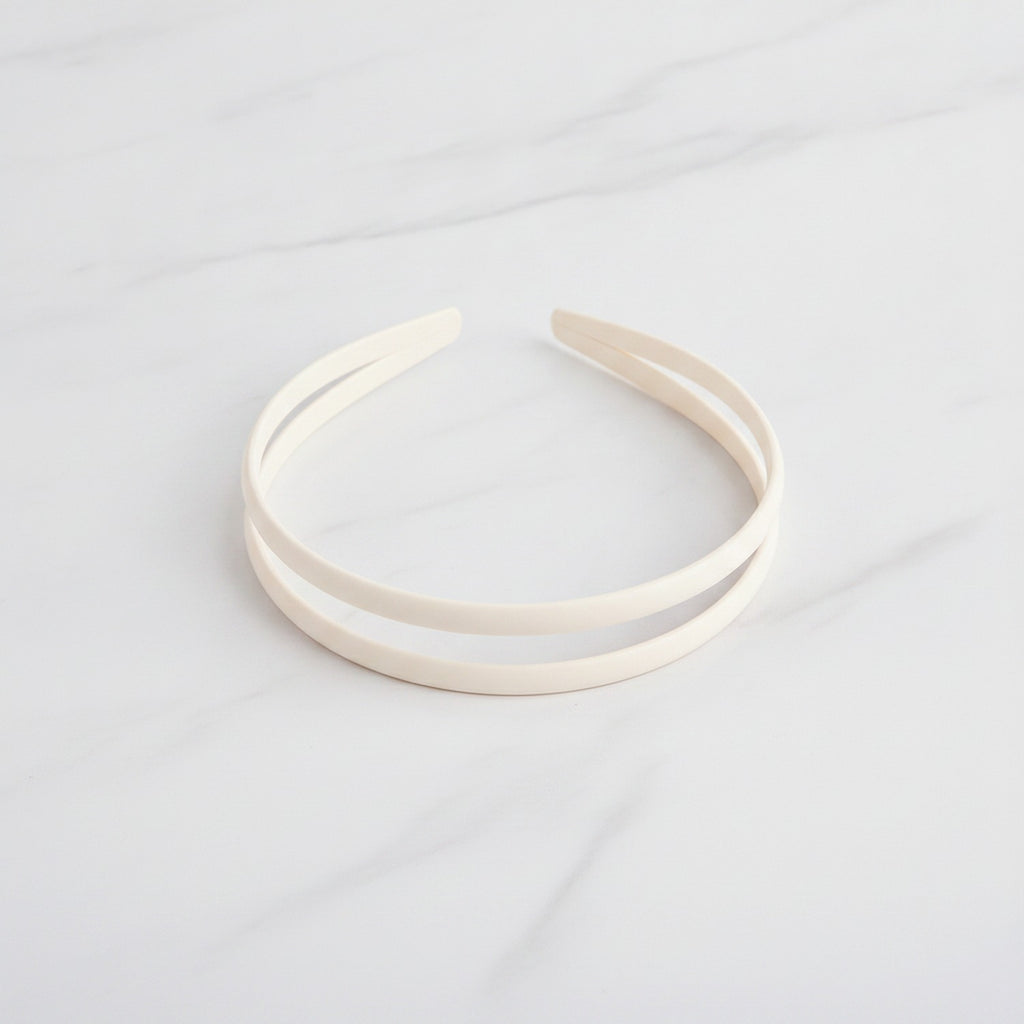 Curved Minimalist Hairband Headpiece - Crossover Hair Headband - Cream
