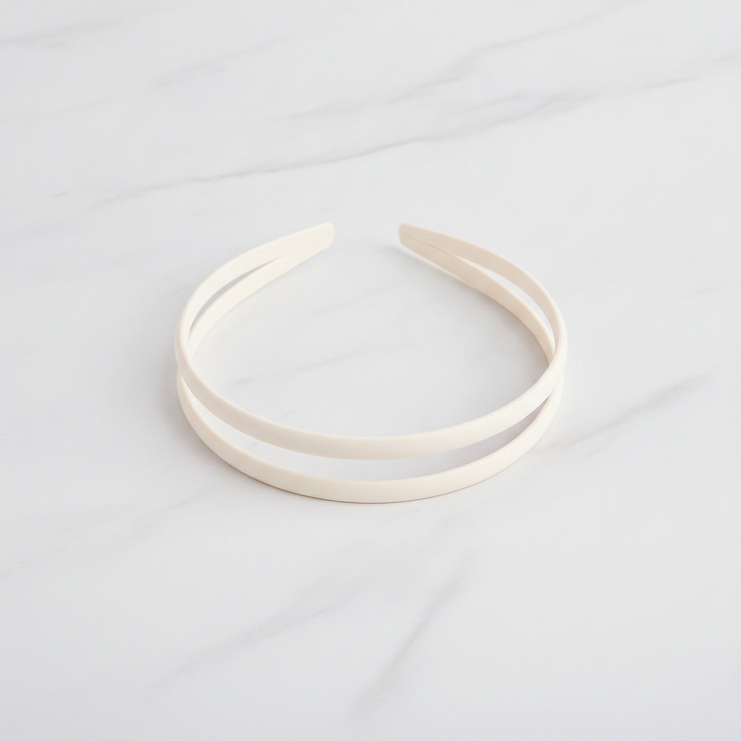 Curved Minimalist Hairband Headpiece - Crossover Hair Headband - Cream