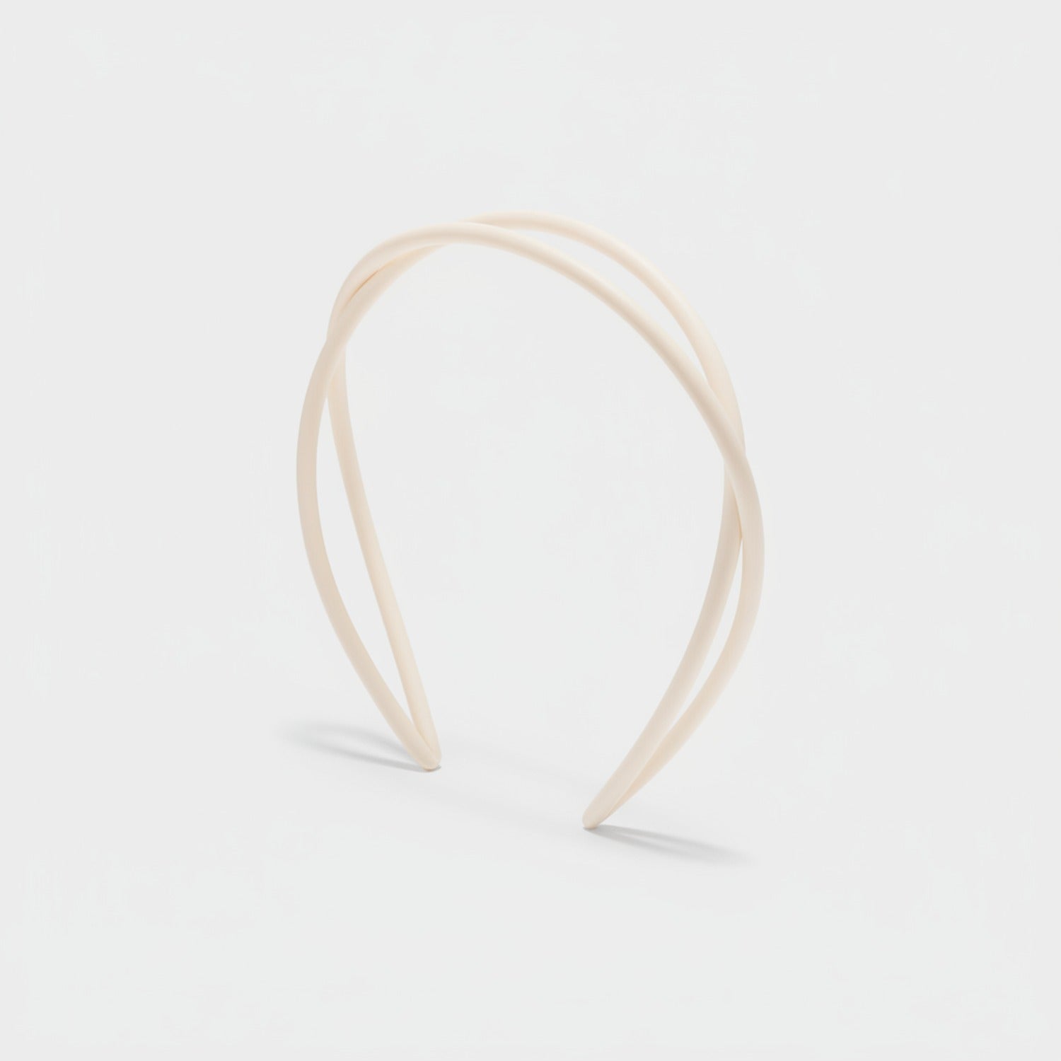 Curved Minimalist Hairband Headpiece - Crossover Hair Headband - Cream