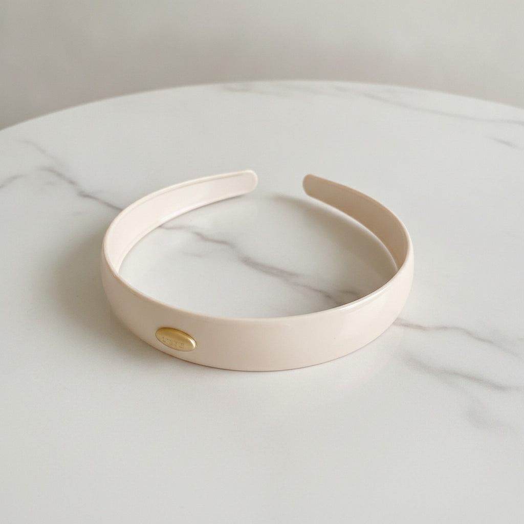 Cream Oval Gold Charm Padded Headband – hair accessories (view 2)