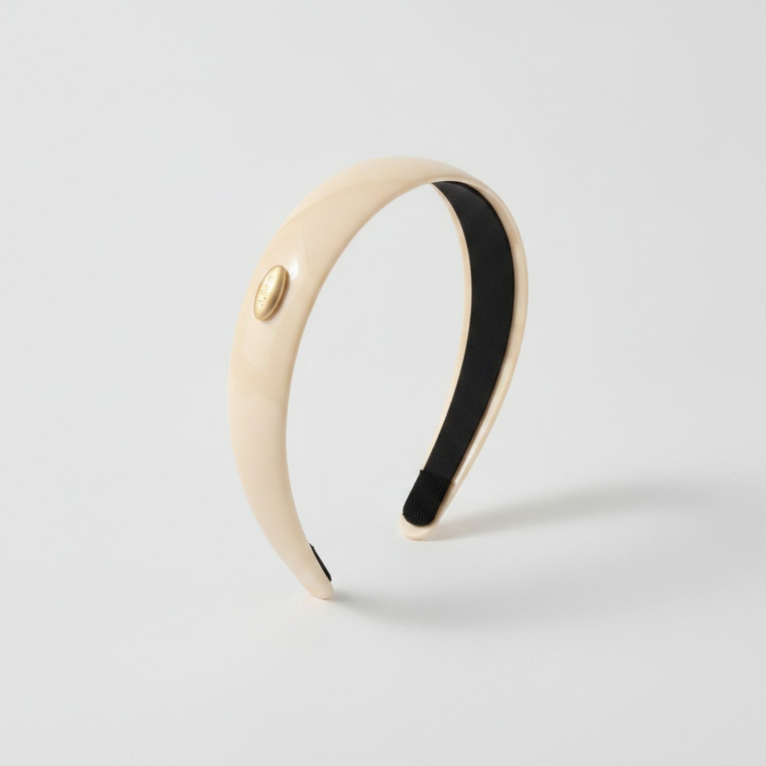 Cream Oval Gold Charm Padded Headband