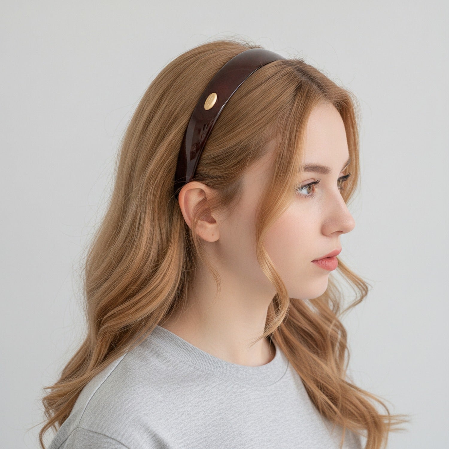 Cream Oval Gold Charm Padded Headband