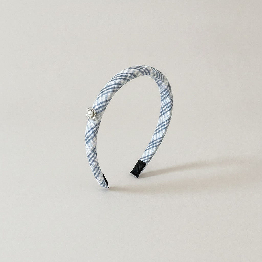 Twisted Blue And White Pearl Headband – hair accessories (view 1)