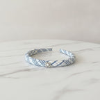 Twisted Striped Pearl Headband White Navy – hair accessories (view 2)