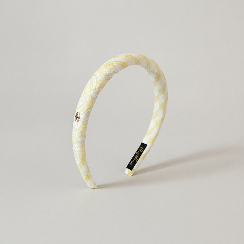 Yellow Gingham Padded Headband With Charm – hair accessories (view 1)