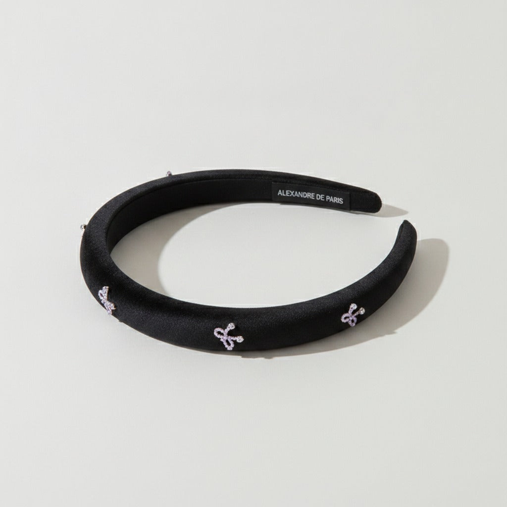 Padded Headband With Star Charms - 1.5cm Black Butterfly Hair Band – hair accessories (view 1)