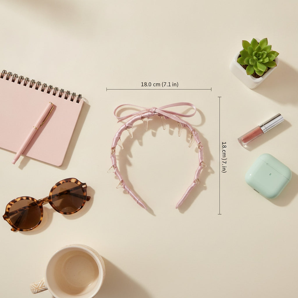 Pink Satin Headband with Metal Claws – hair accessories (view 2)