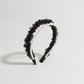 Pearl Beaded Ruffle Headband - Black