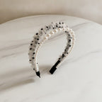 Pearl Beaded Ruffle Headband - Champagne