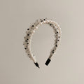 Pearl Beaded Ruffle Headband - Champagne