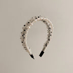 Pearl Beaded Ruffle Headband - Champagne