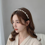 Pearl And Rhinestone Velvet Headband - Champagne – hair accessories (view 4)