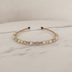 Pearl And Rhinestone Velvet Headband - Champagne