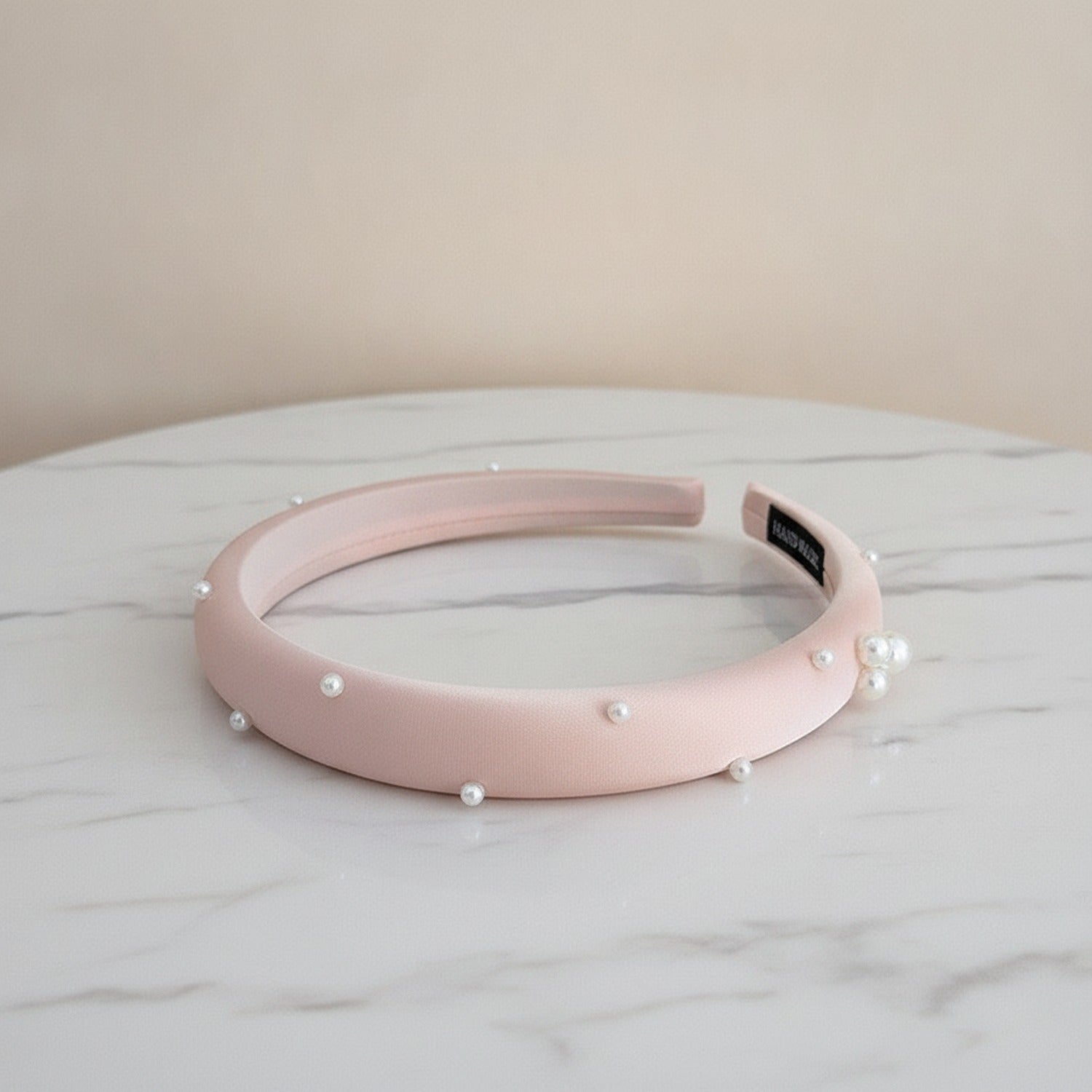 Pearl Beaded Padded Headband Blush