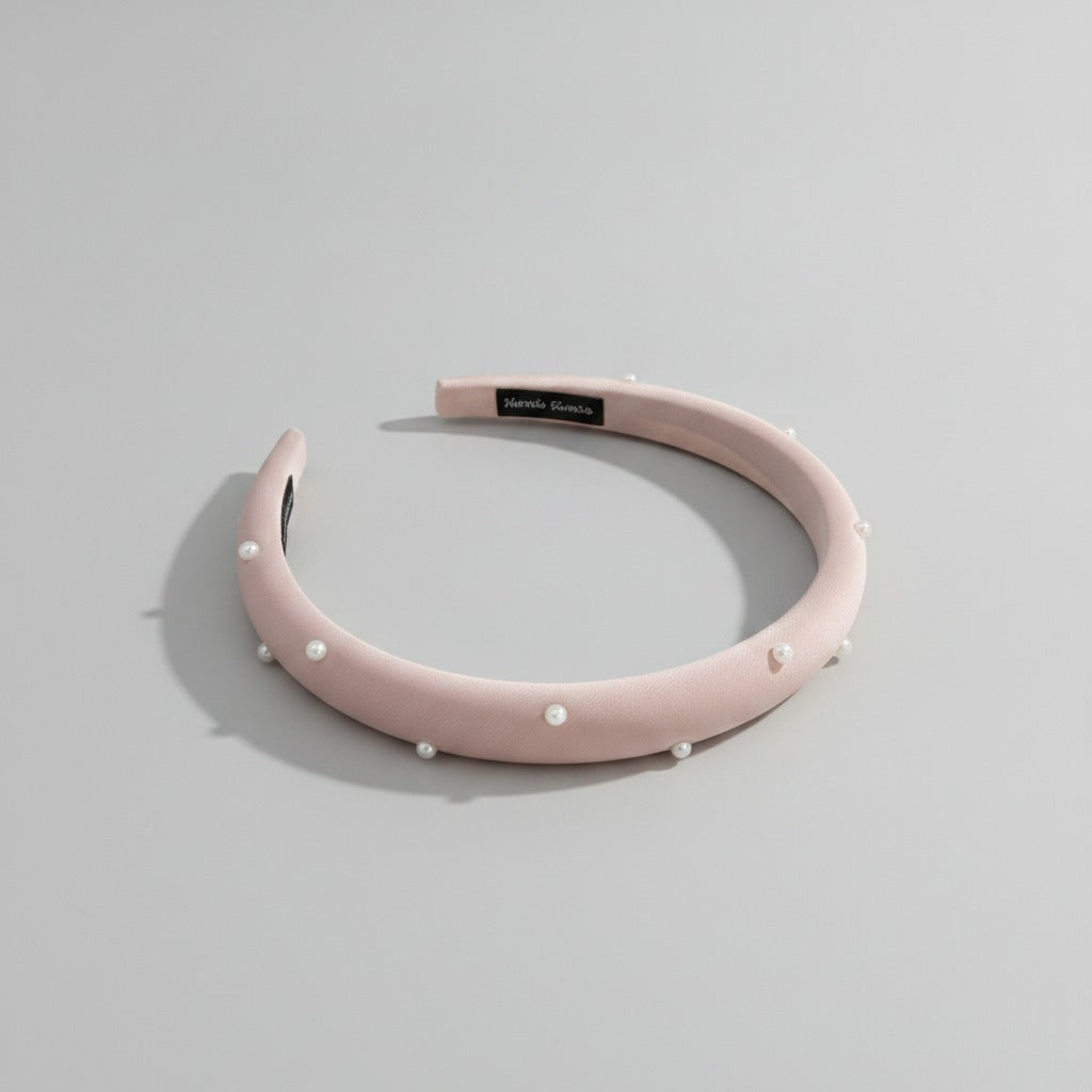 Pearl Beaded Padded Headband Blush – hair accessories (view 1)