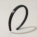Rhinestone Studded Padded Headband Bow - Black Polka Dot Hair Band