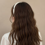Rhinestone Studded Padded Headband Bow - Black Polka Dot Hair Band