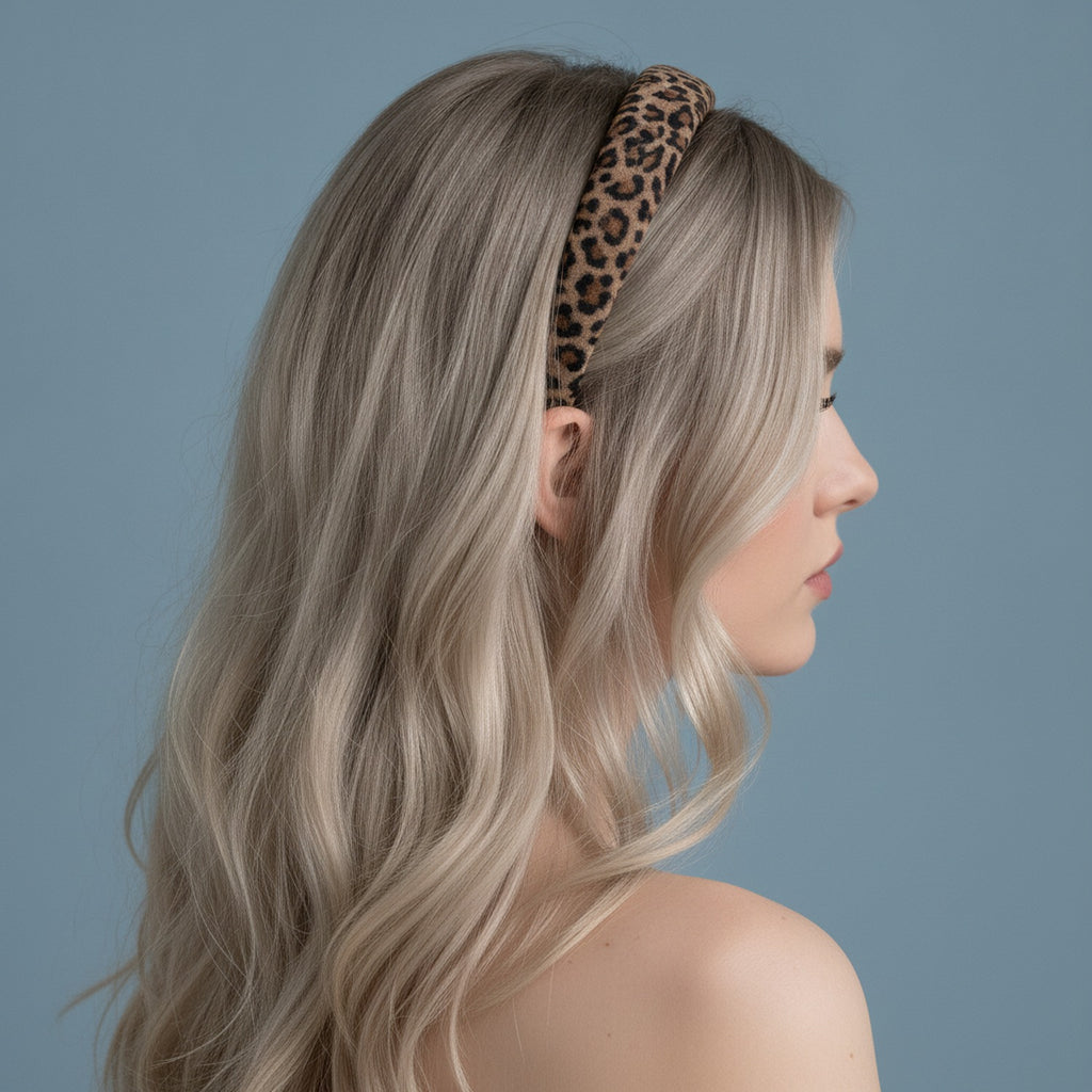 Leopard Print Padded Headband - Narrow Deep Leopard Print