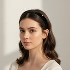 Pearl Padded Headband with Accent - Black Headband – hair accessories (view 3)