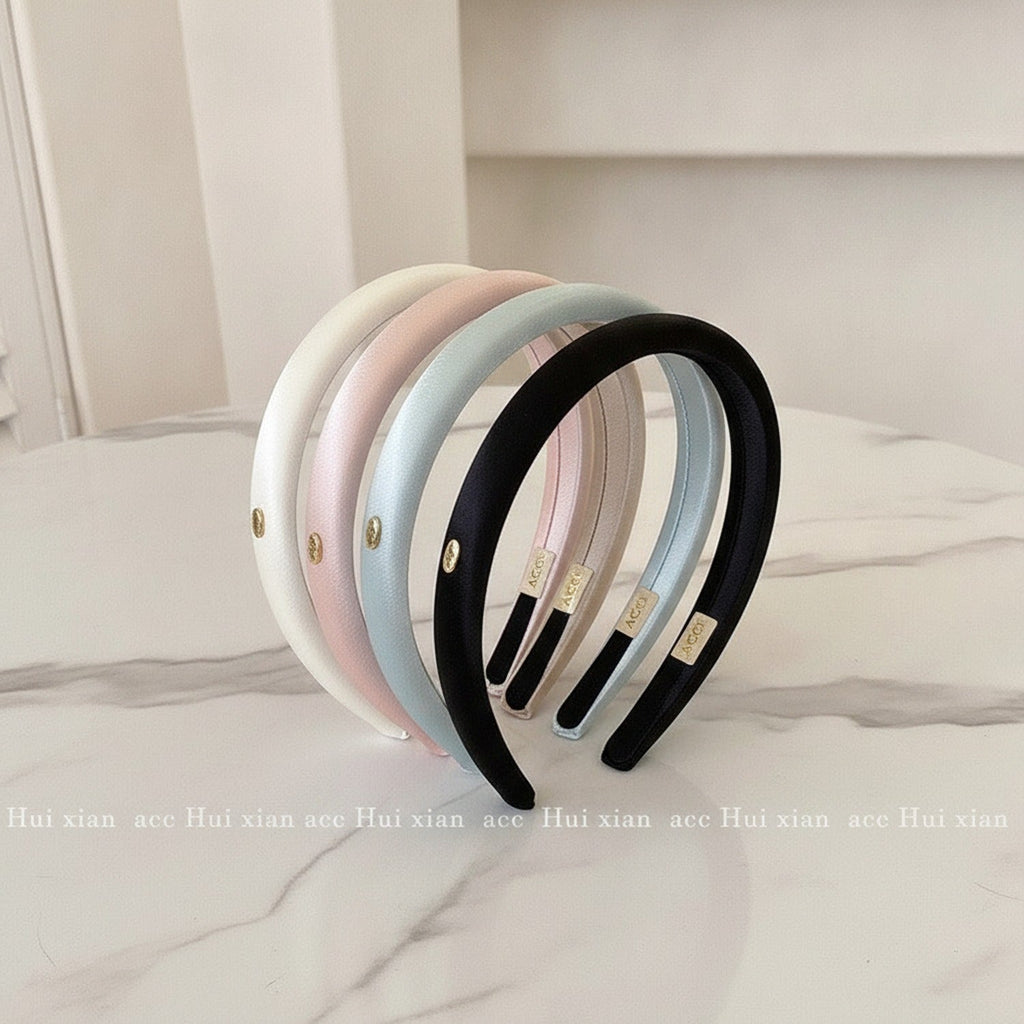Pearl Padded Headband with Accent - Black Headband
