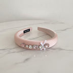 Pink Padded Headband With Rhinestone Gems – hair accessories (view 2)