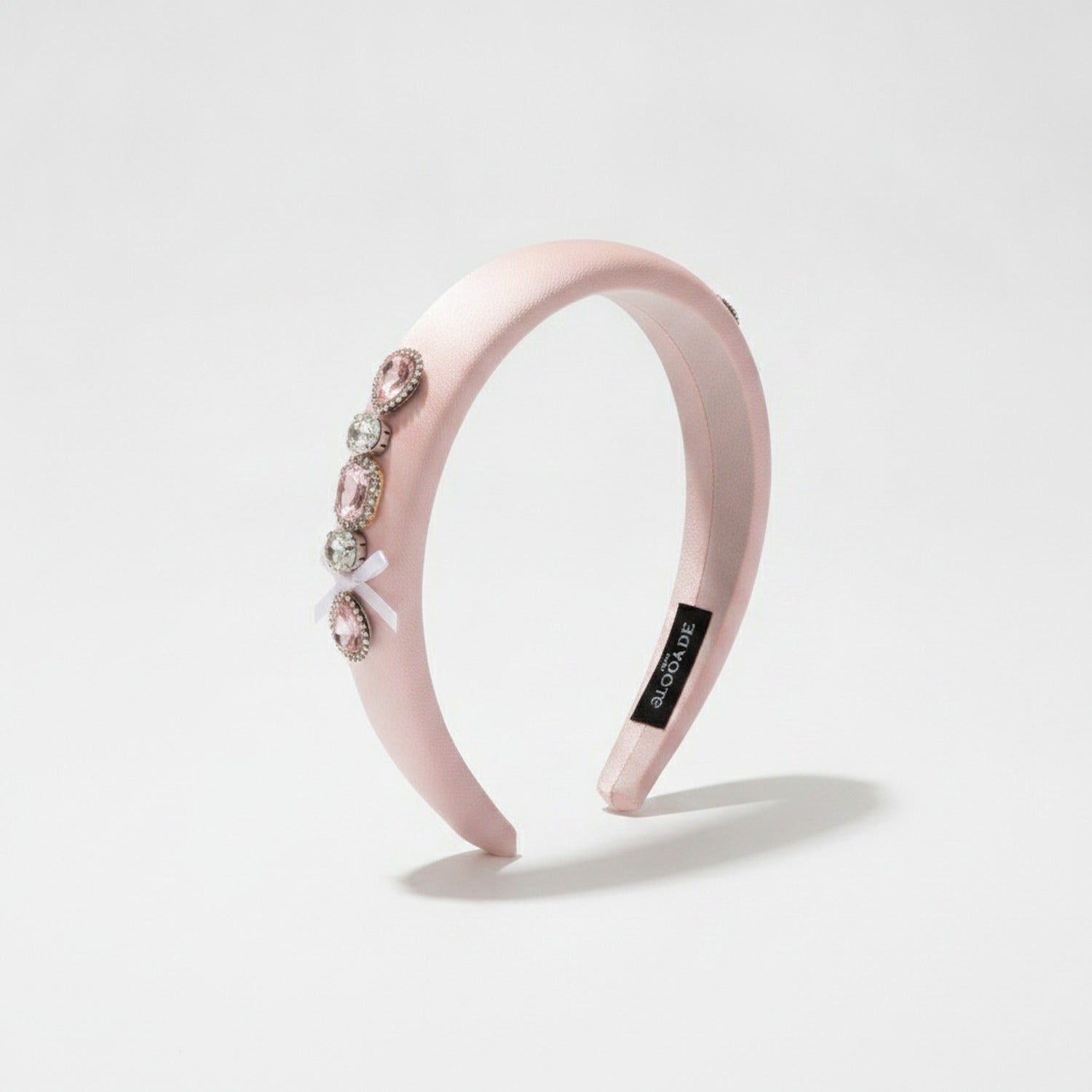 Pink Padded Headband With Rhinestone Gems