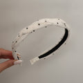 White Beaded Padded Headband With Black Stripe – hair accessories (view 1)