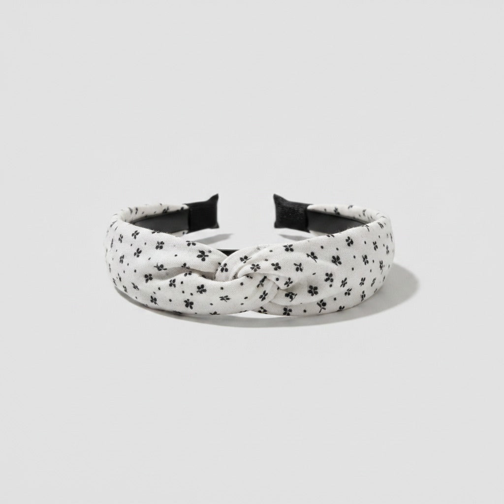 White Speckled Padded Headband With Black Trim – hair accessories (view 1)
