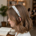 Floral Print Padded Headband Black White – hair accessories (view 2)