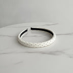 Padded Headband - Beige Polka Dot Headband