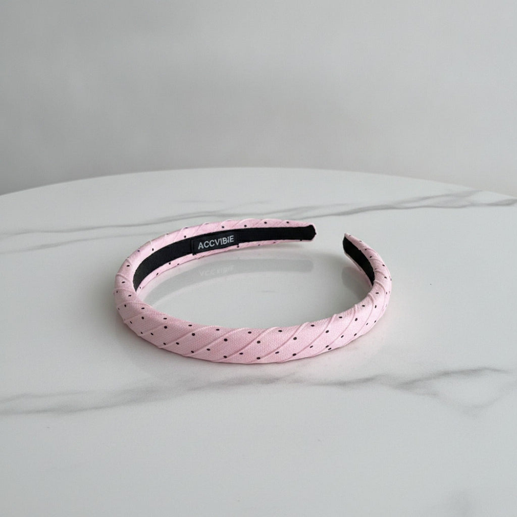Padded Headband - Pink Polka Dot Headband