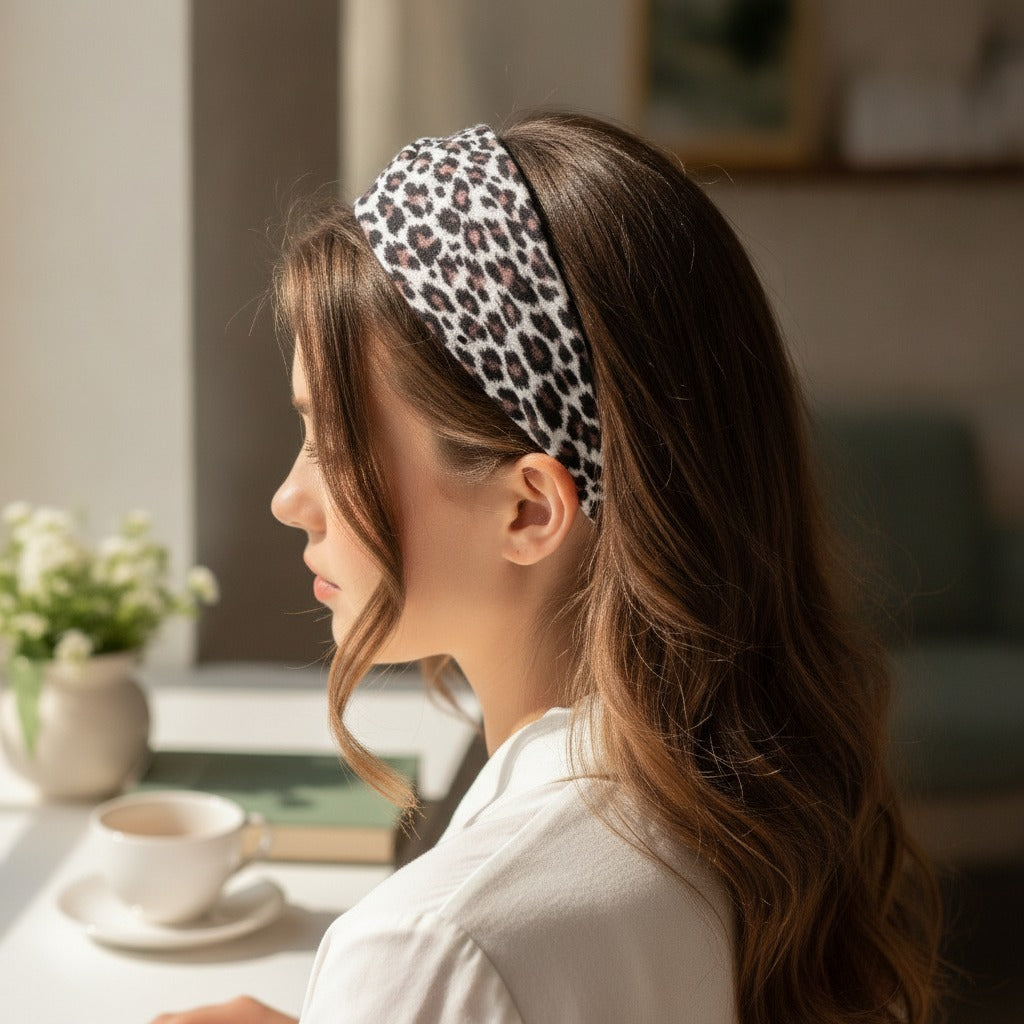 Leopard Print Padded Headband Black – hair accessories (view 2)