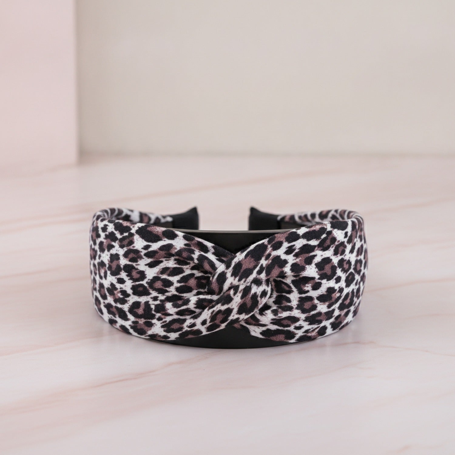 Leopard Print Padded Headband Black