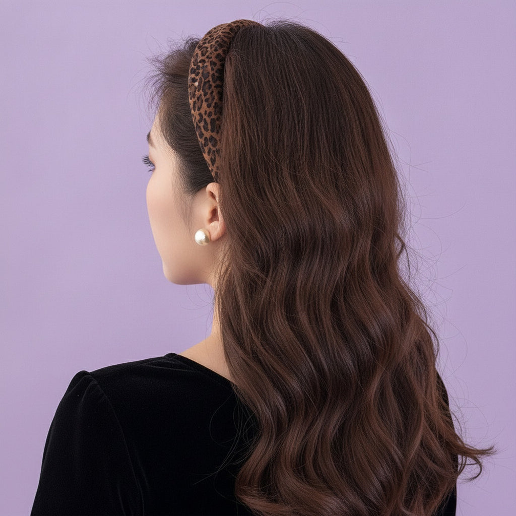 Leopard Print Padded Headband Brown – hair accessories (view 2)