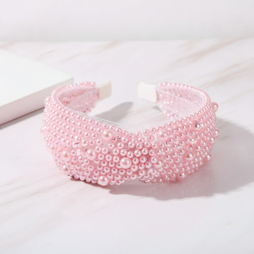 Beaded Padded Headband Knot - Pink