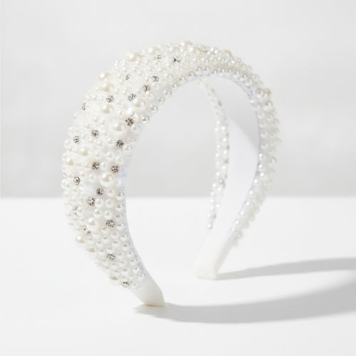 Beaded Padded Headband Knot - White – hair accessories (view 1)
