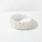 Beaded Padded Headband Knot - White