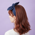Denim Bunny Ear Knot Headband - Dark Denim