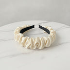Ruched Fabric Padded Headband - Beige Intestine Ruffle 6cm