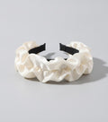 Ruched Fabric Padded Headband - Beige Intestine Ruffle 6cm – hair accessories (view 1)