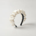 Ruched Fabric Padded Headband - Beige Intestine Ruffle 6cm