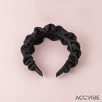 Ruched Fabric Padded Headband - Black Intestine Ruffle 6cm
