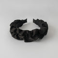 Ruched Fabric Padded Headband - Black Intestine Ruffle 6cm – hair accessories (view 1)