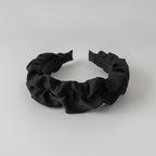 Ruched Fabric Padded Headband - Black Intestine Ruffle 6cm – hair accessories (view 1)