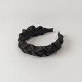 Ruched Fabric Padded Headband - Black Intestine Ruffle 6cm