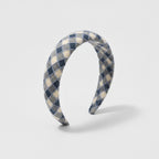 Quilted Padded Headband - Blue Check