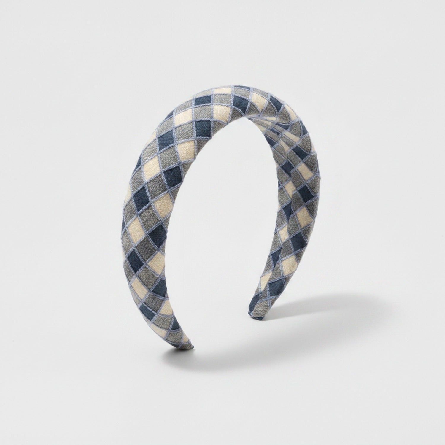 Quilted Padded Headband - Blue Check