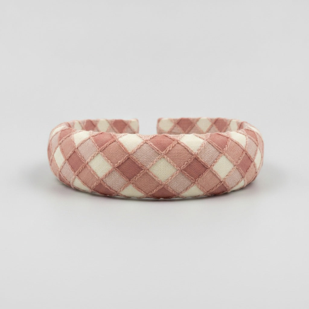 Quilted Padded Headband - Pink Plaid – hair accessories (view 1)