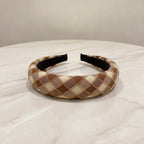 Quilted Padded Headband - Yellow Grid