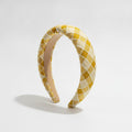 Quilted Padded Headband - Yellow Grid